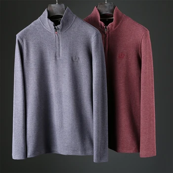 

JSBD autumn and winter half-open zipper skin-loving soft velveteen fabric men slim stand collar with a thick bottom