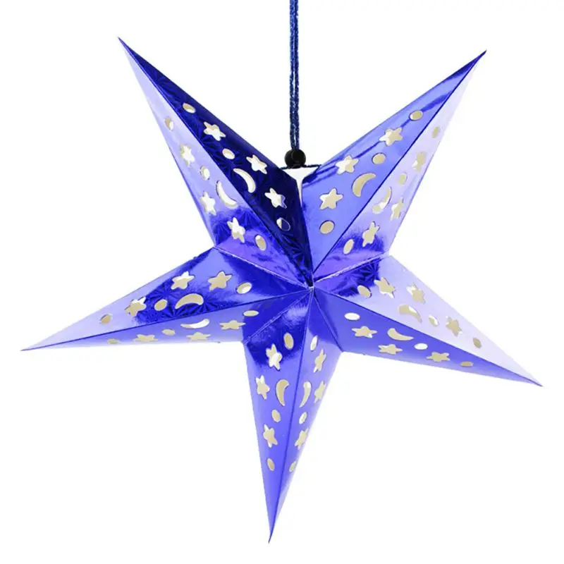 Лазерная бумага Трехмерная пятиконечная звезда кулон Праздничное оформление украшение для потолка - Цвет: Оранжевый