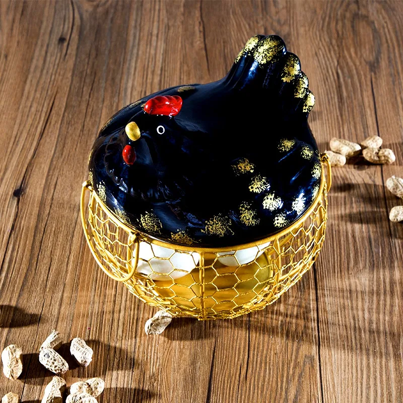Керамическая корзина для яиц, корзина для хранения из кованого железа, креативная кухонная корзина для фруктов и овощей, набор для ресторана, украшение для кухни