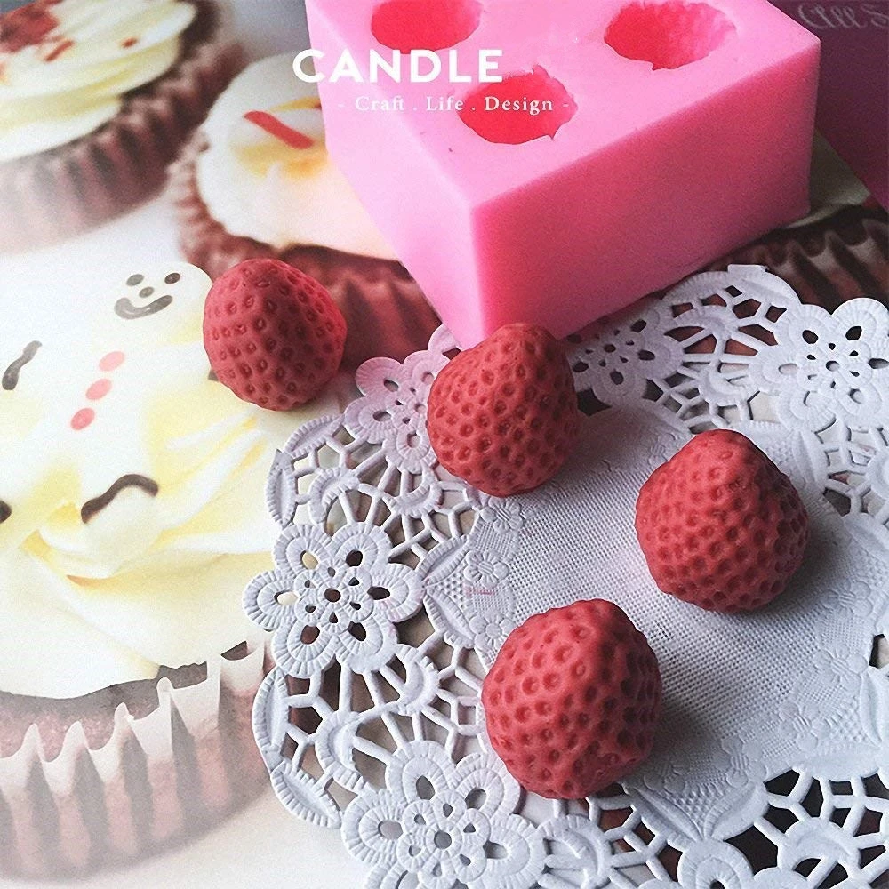 2 Pieces 3D Strawberry Silicone Mold,Food Grade Safety Silicon