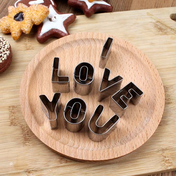 

Stainless steel vegetable fruit cutting mold i love you letter number mold biscuit printing cutting mold cookie baking die tool