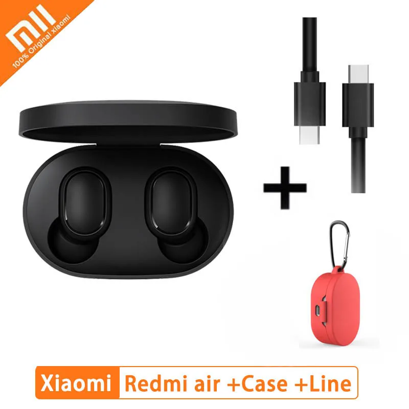 Xiaomi Redmi Airdots TWS Bluetooth наушники бас стерео шумоподавление наушники Bluetooth 5,0 гарнитура с микрофоном громкой связи - Цвет: GB Cable red case