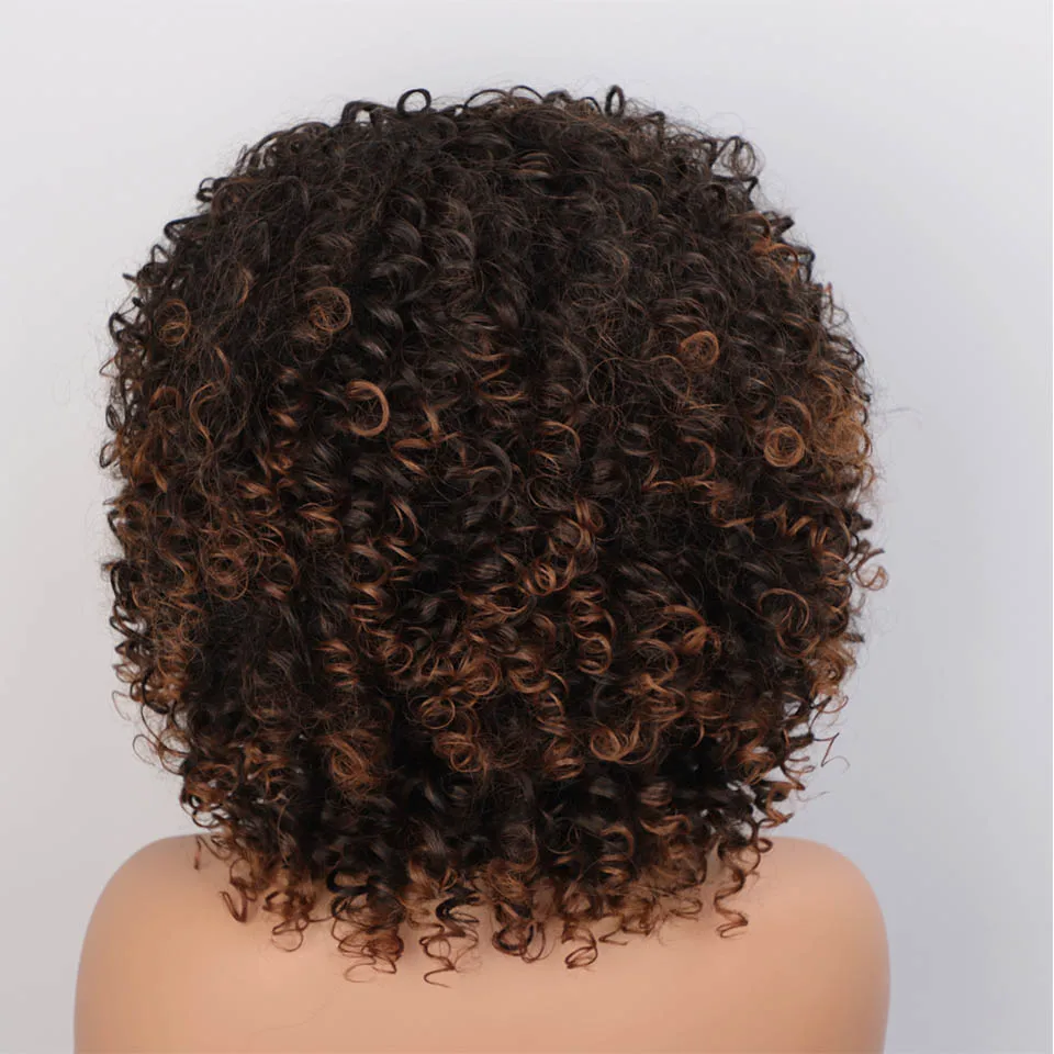 Perucas com Franja Sintéticas para a Mulher Perucas de Cabelo Kookaestilo Curto Afro Kinky Encaracolado Perucas Negra Laranja Ombre Vermelho Rosa Cosplay Natural 13 Kookastyle curto afro kinky encaracolado perucas com