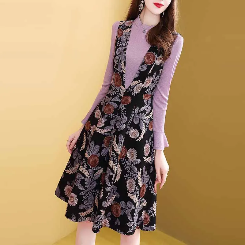

Liangsi Sweater Set Dress Women's 2019 Autumn New Style Western Style Popular Two-Piece Skirt