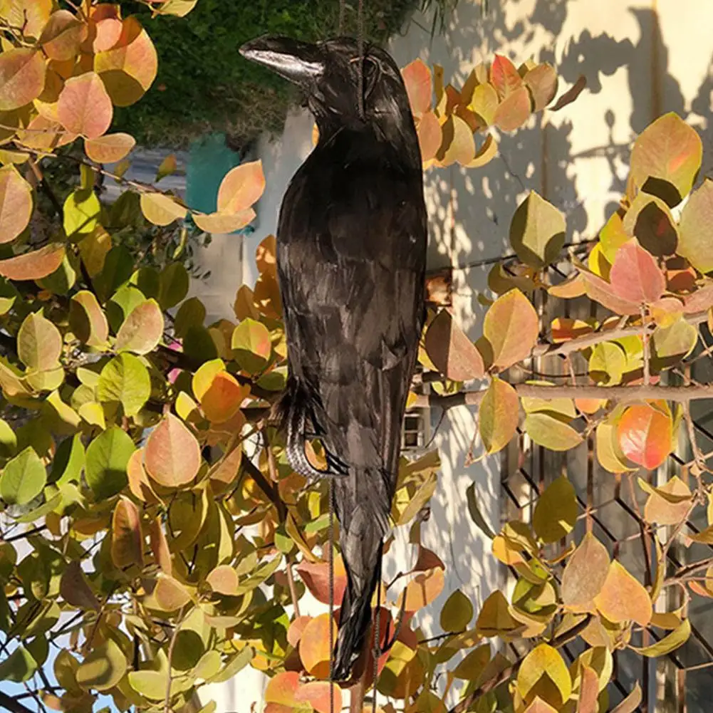 Répulsif,Grand corbeau à plumes noires suspendu, moule d'oiseau, modèle ...