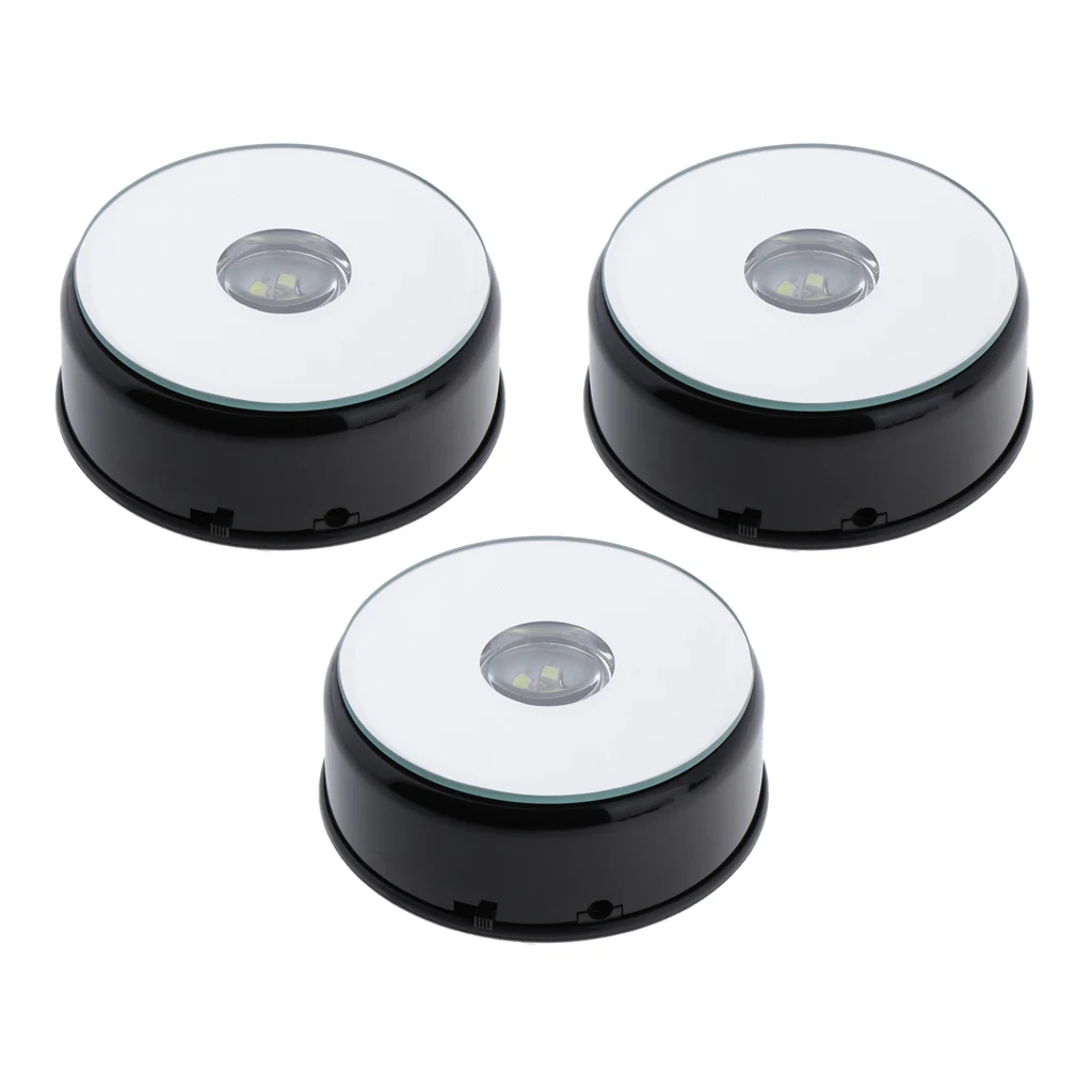 

3x Rotating ABS Display Holder W/ LED Light For Retailer Watch Show Black