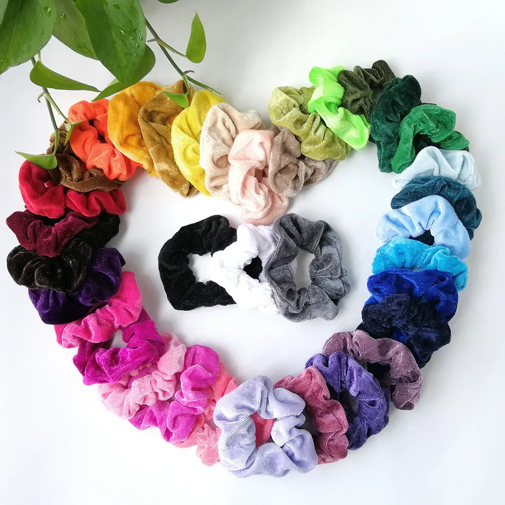 1000pcs Velvet Scrunchie Hair Tie For Women Elastic Hair Rubber Bands Gum Girls scrunchies hair accessories резинки для волос snap hair clips