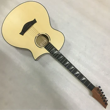 

natural color sharp angle design electric acoustic guitar 40 inch matte finish 6 string folk guitar