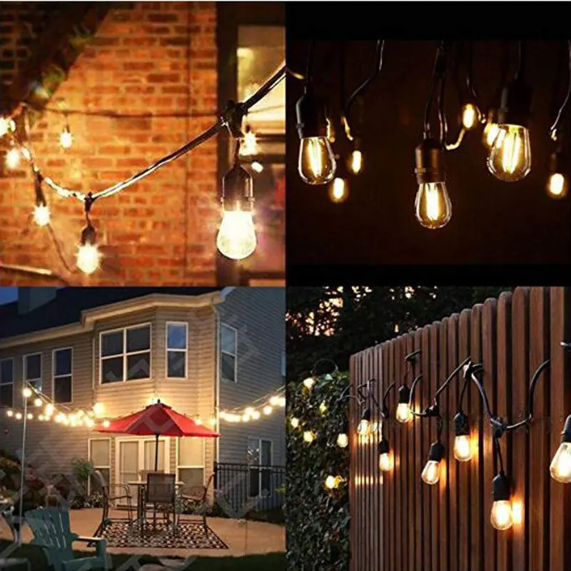 

Hong Kong/Guangdong S14 Waterproof Lighting Chain Wedding Holiday Outdoor Decoration LED String Lights UL588 Lawn Courtyard Orna