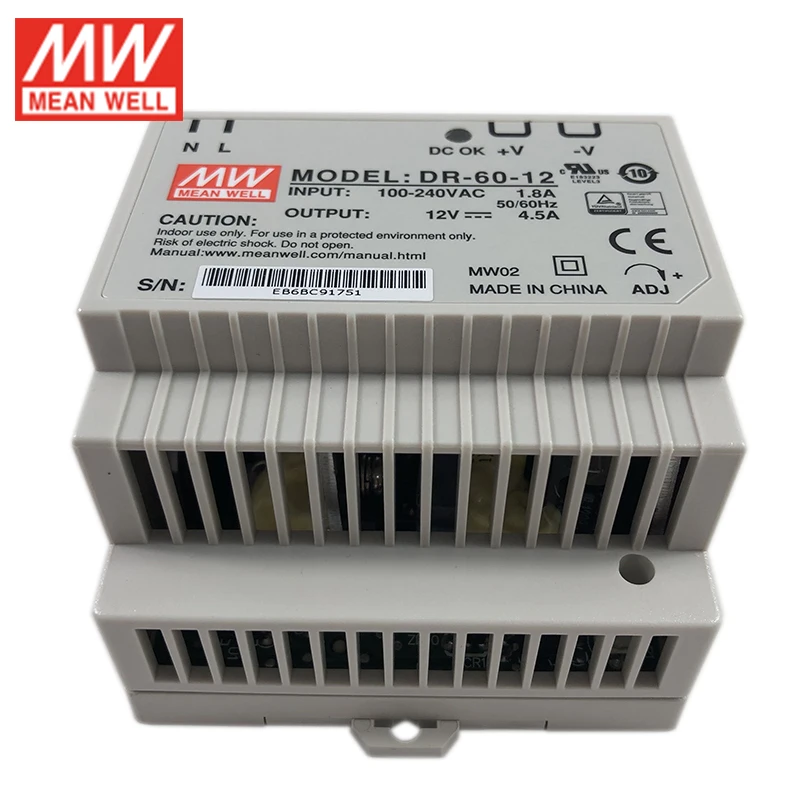 MEAN WELL DR-60-15 60W 15V DIN Rail Switching Power Supply 110V/220V AC to DC 4A Meanwell Industrial Din rail module | Обустройство