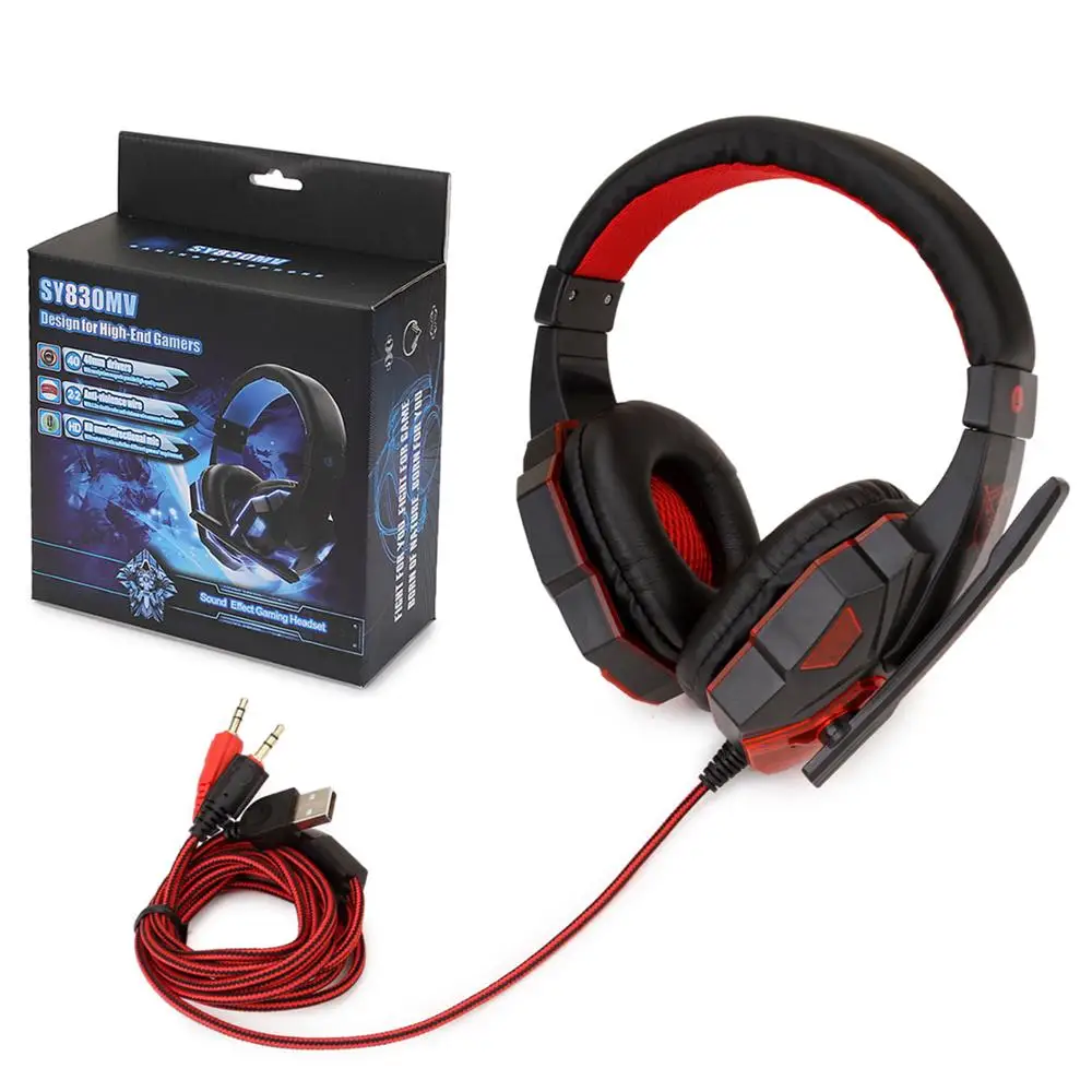 Wired Headphones Gaming Headset Stereo Surround Gamer With Noise Cancelling Microphone With RGB Light For PS4 xbox Headsets