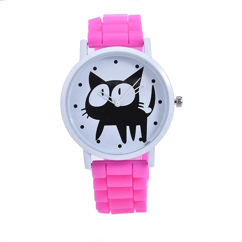 Nova moda dos desenhos animados de silicone silicone strap fresco ladies watch unique gifts bracelet watch - Цвет: rose red