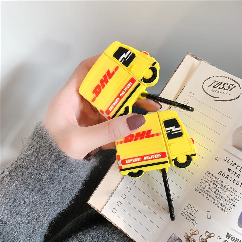 Новинка, креативный DHL, логистика, грузовик, силиконовый чехол, брелок для AirPods 1 2, беспроводные наушники, Bluetooth, защитный чехол