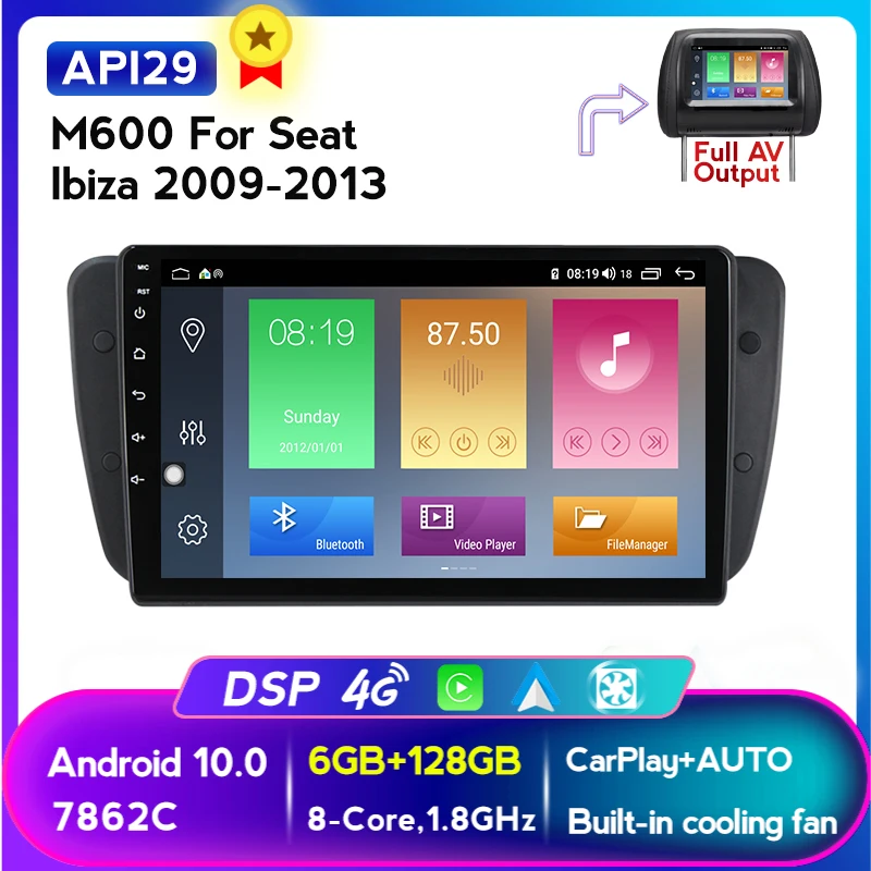 Автомагнитола с поддержкой голоса Android 10 DVD-радио для Seat Ibiza 6j 2009 2010 2012 2013