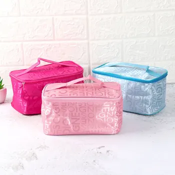 

Fashion Letter Cosmetic Bag Ms. Square Travel Handbag Toiletry Storage Bag Portable Handbag Foldable Travel Cosmetic Bag