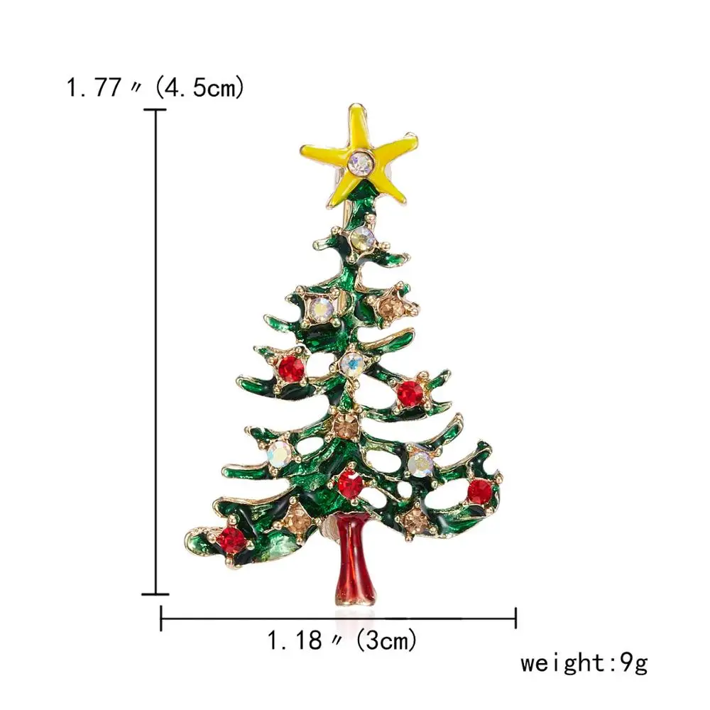 Красивая модная Новогодняя Рождественская брошь в виде дерева со стразами и эмалью, рождественская елка, брошь, булавки для женщин, детские ювелирные изделия, подарок - Окраска металла: tree 13