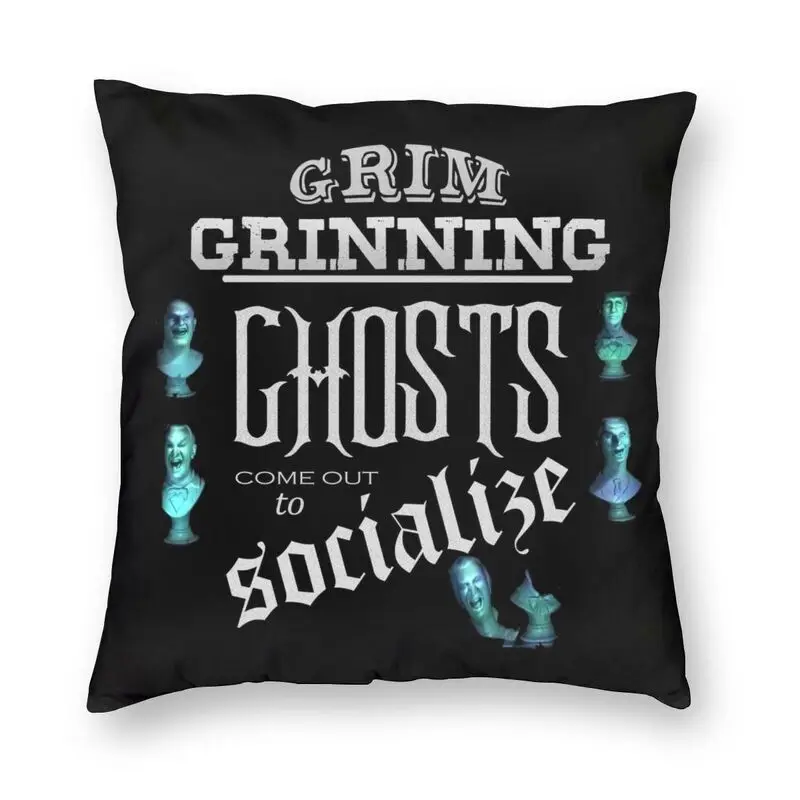 Halloween Grim Grinning Ghost Square Pillow Case Decoration Haunted Mansion Cushion Cover Throw for Sofa Printing | Дом и сад