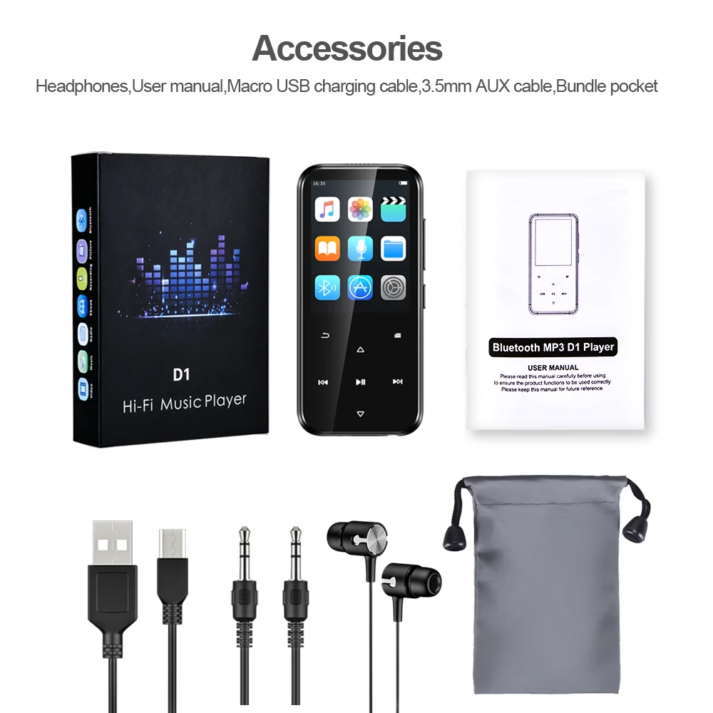Портативный hifi MP3-плеер Bluetooth музыкальный плеер встроенный 16 Гб динамик Сенсорная Кнопка Reproductor Lecteur MP3 аудио радио Электронная книга