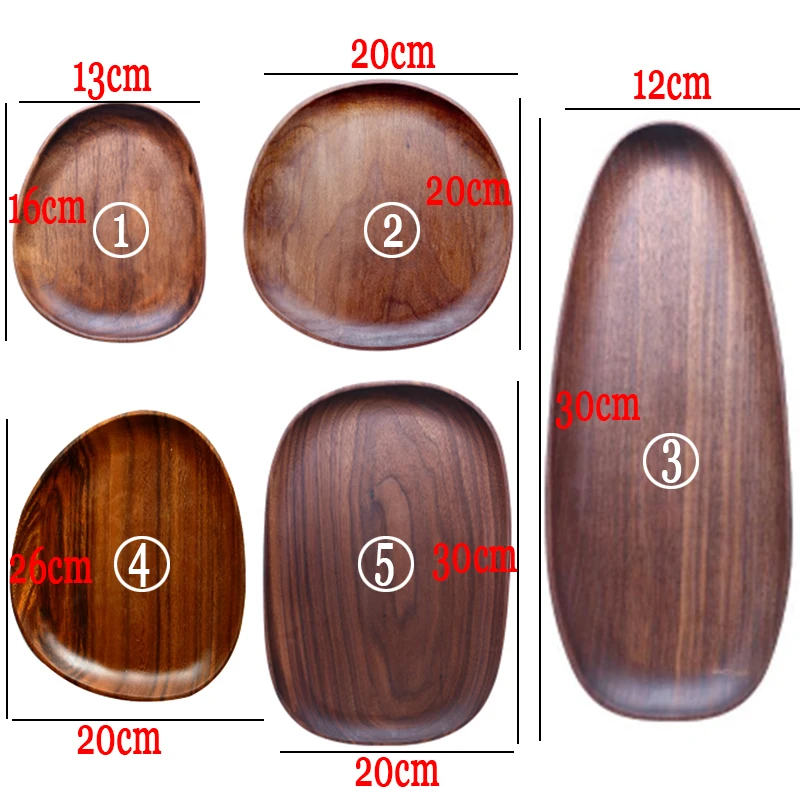 Whole Wood lovesickness Wood Irregular Oval Solid Pan Plate Fruit Dishes Saucer Tea Tray Dessert Dinner Plate Tableware Set