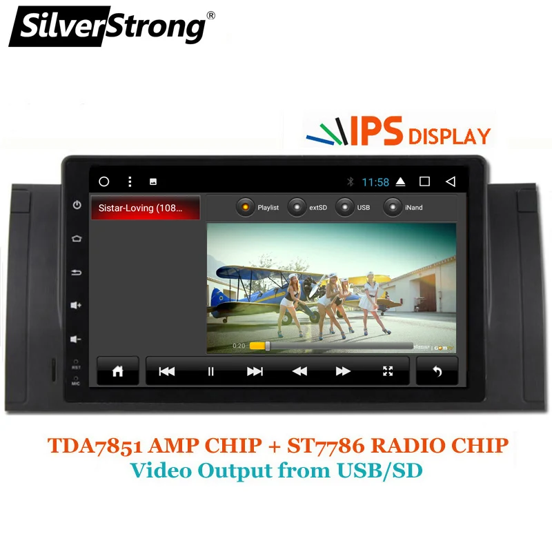 Perfect SilverStrong Android9inch Car 1DIN GPS Radio For BMW E39 E53 X5 Map Navi X5 GPS Series dvd player receiver navigation 5