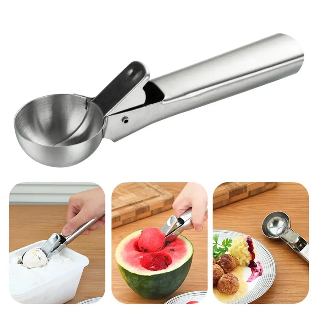 

Summer Ice Cream Scoops Stacks Stainless Steel Ice Cream Digger Fruit Non-stick Ice Cream Spoon Kitchen Tools For Home Cake
