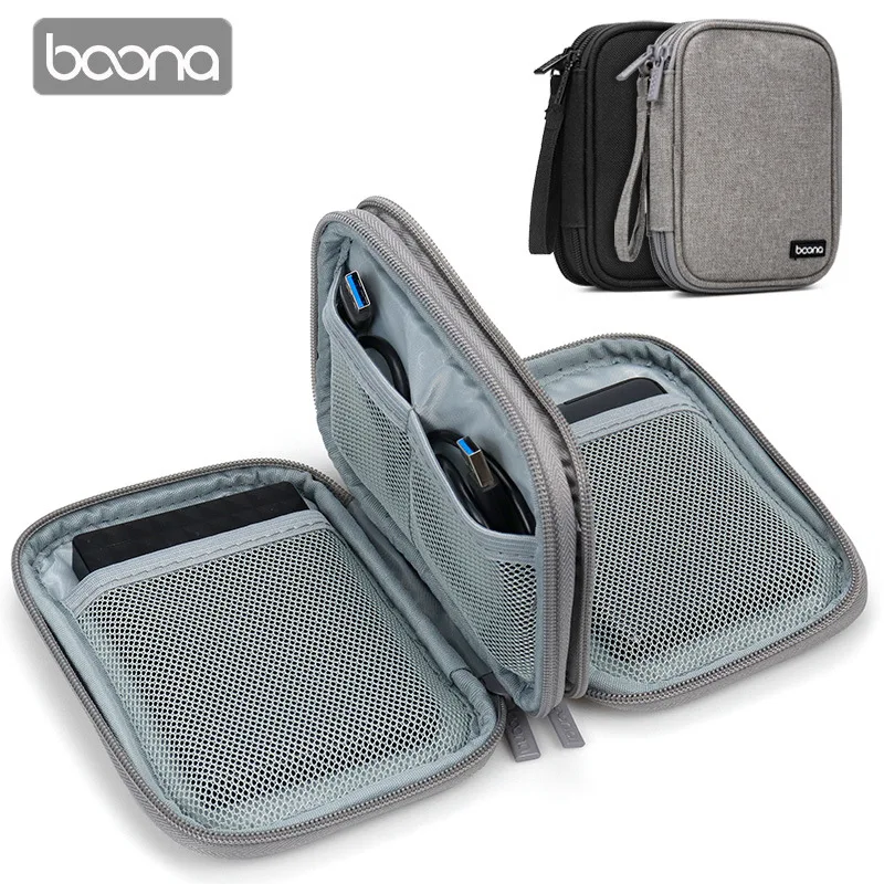 BOONA Oxford Hard Drive Case 2.5 Hard Disk Bag USB Cable External Drive Storage Bag Carrying SSD HDD Case hdd enclosure hard disk case external hard drive housing