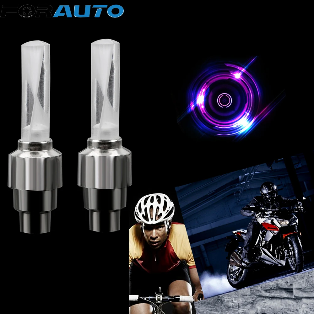

FORAUTO 2Pcs/set Wheel Tyre Cap Lamp Atmosphere Light Flash Valve Sealing Cap RGB LED Car Motor Bike Tyre Tire Valve Wheel Lamp