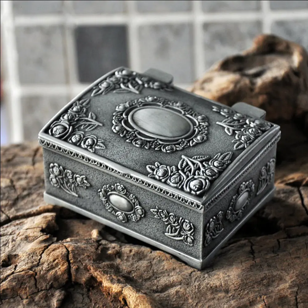 Treasure Chest Jewellery Trinket Box Storage Container Case Vintage Design 6.3x5x3cm