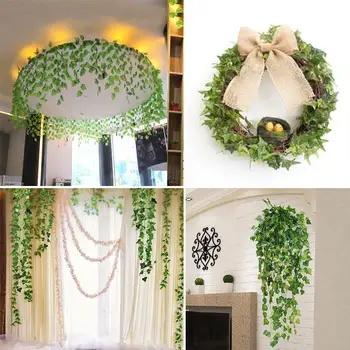 

12Pcs Green Artificial Ivy Leaf Boston Ivy Leaf Green Vines Fake Hanging Foliage Plants Home Decoration Greenery Plant
