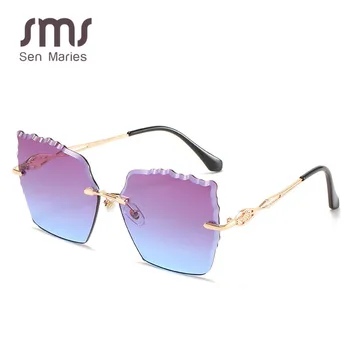 

SMS Classic Rimless Square Sunglasses Women 2020 New High Quality Metal Frames Gradient Sun Glasses For Men Black Shades UV400