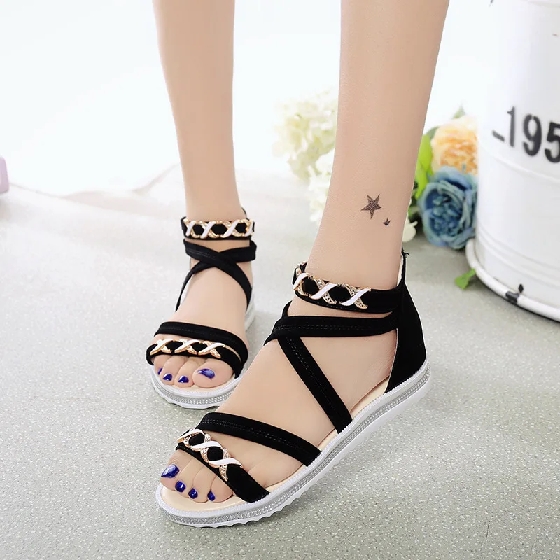 

2017 WOMEN'S Sandals Summer New Style Hollow out Metallic Decoration Versatile WOMEN'S Shoes Platform Thick Bottomed Anti-slip S
