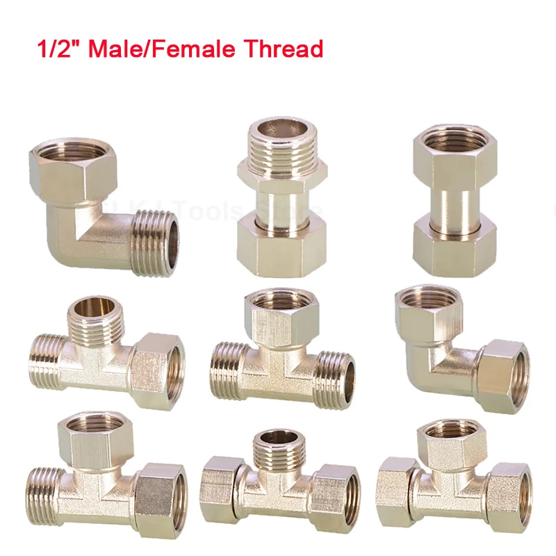 Никелированные латунные прямые коленчатые тройники 1 шт. подвижные соединения