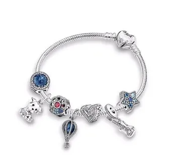 

925 Sterling Silver Electric Guitar Rock Life With Crystal Pendant Beaded Bracelet For Women Wedding Gift Pandora Jewelry