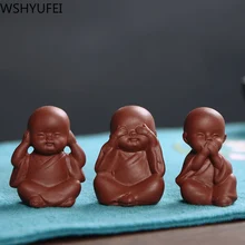 1 шт. ручной работы Фиолетовый песок Китайский стиль глина чай питомец фиолетовое украшение Будда маленький монах Мини милый чай для домашних животных аксессуары подарок