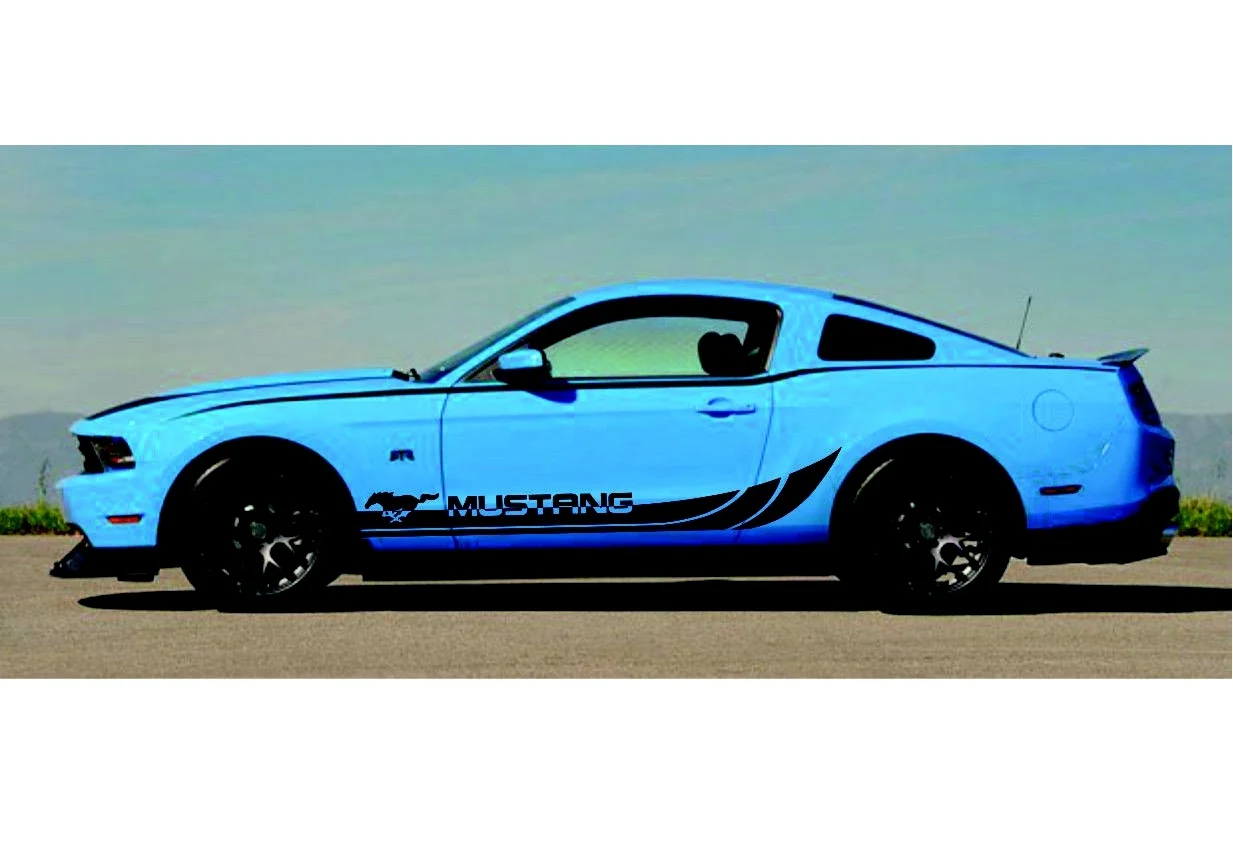Для 2 шт./пара Ford MUSTANG 2x боковые полосы Виниловая наклейка для тела графическая Высококачественная