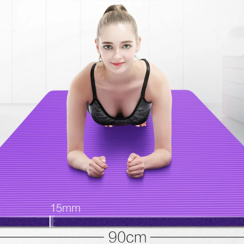 185*90cm Enlarged Yoga Mat 15mm Thickening NBR Fitness Mat For Yoga Beginners Male Gym Pad Non-slip Bodybuilding Dance