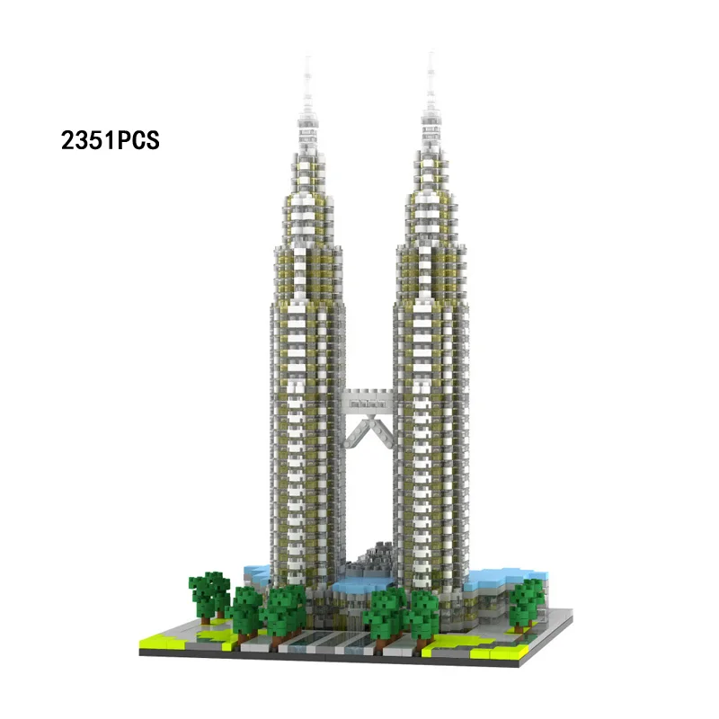 Всемирно известная архитектура микро алмазный блок Малайзия центр города Kuala Lumpur Petronas Твин башня nanobricks модель игрушки - Цвет: without original box