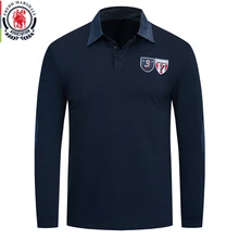 Fredd Marshall Осенняя Теплая мужская рубашка поло с длинным рукавом, повседневная мужская рубашка поло с вышивкой, хлопок, одноцветные рубашки поло 068