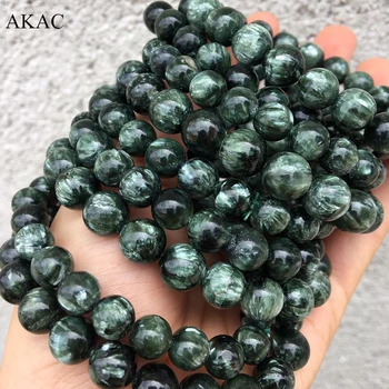 

Free shipping 8-8.5mm / 9-9.5mm /10-10.5mm natural green seraphinite bracelet for jewelry diy making design