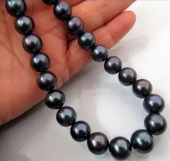 

Free Shipping Exquisite AAA 9-10mm Tahitian black pearl necklace
