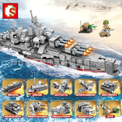 

Baby Semp 101001-101010 America Iowa Class Battleship Educational Assembled Building Blocks Toy Ten-in-One