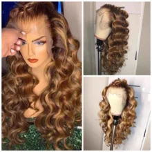 Цветной свободный волнистый 370 кружевной передний парик Омбре парик из человеческих волос предварительно выщипанный с детскими волосами 370 кружевной передний парик из человеческих волос Детские волосы