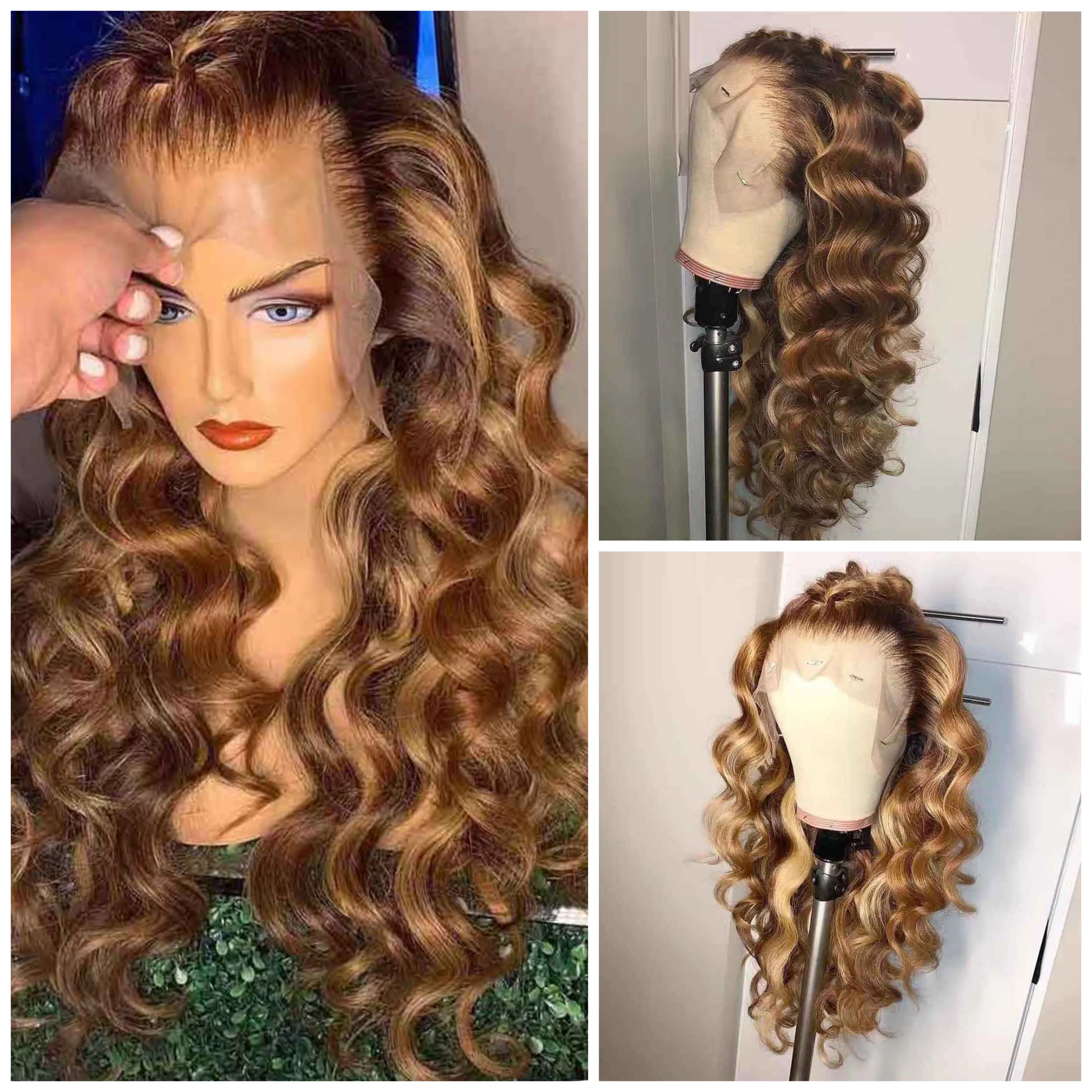 

Colored Loose Wave 360 Lace Frontal Wig Ombre Human Hair Wig Pre Plucked With Baby Hair 5*5 Silk Base Lace Front Human Hair Wig