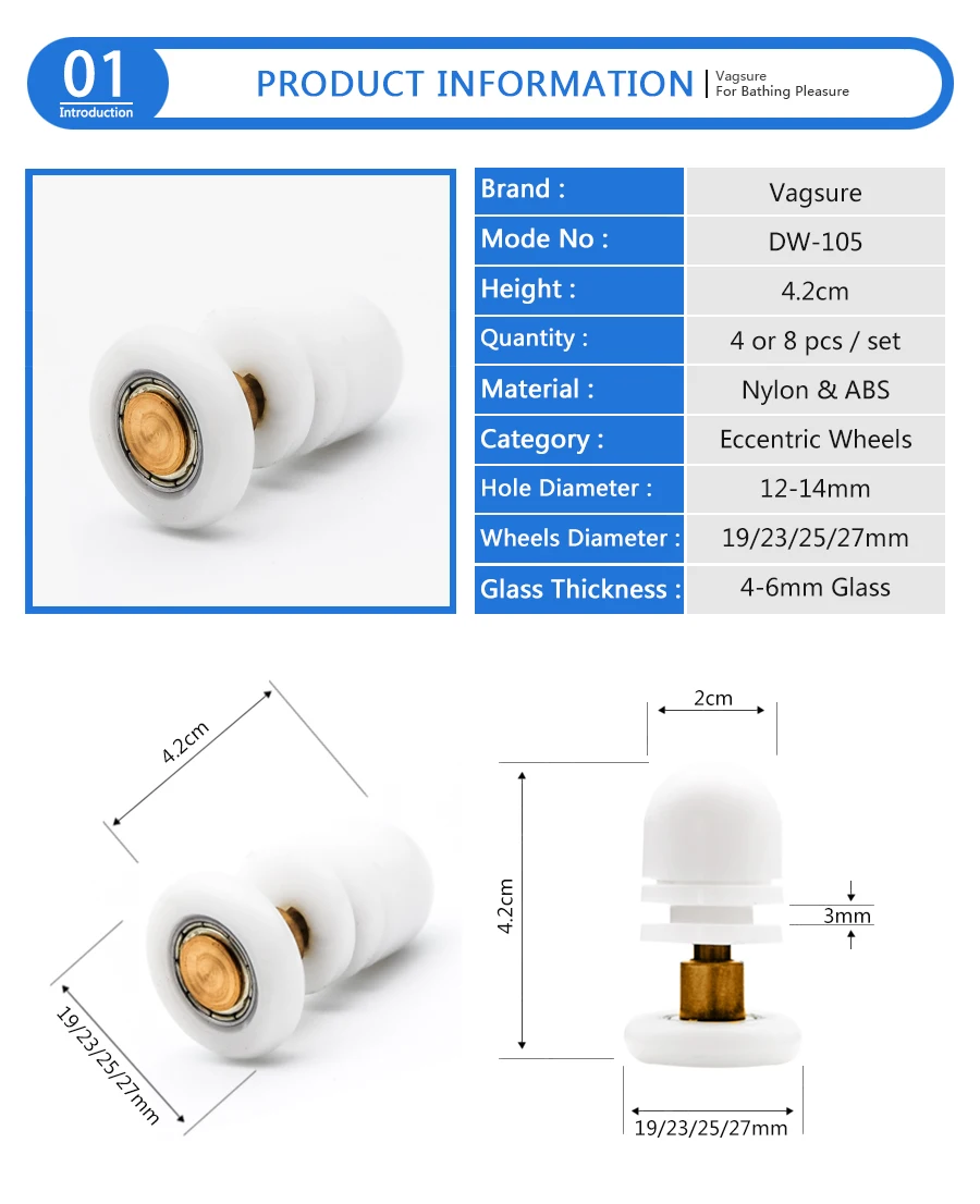 4 шт./8 шт. 1 комплект 19 мм/23 мм/25 мм/27 мм нейлон пластик один шкив бегун колеса двери ролики для раздвижной стеклянная дверь для душа комнаты