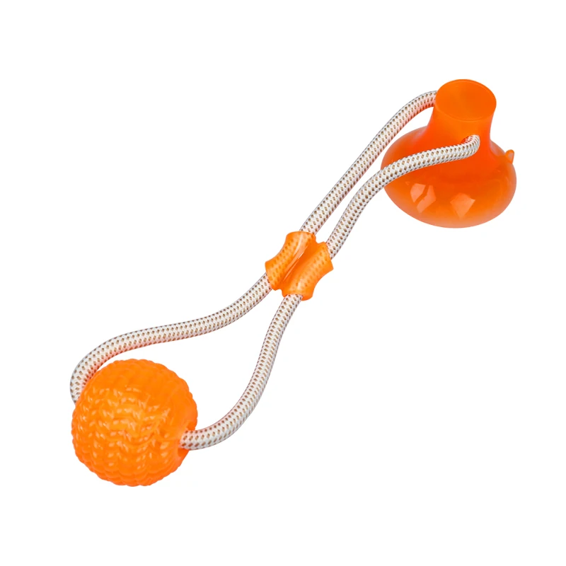 Orange Игрушки для домашних животных с присоской, игрушка для собак с шариком TPR, чистка зубов, жевательные резиновые игрушки для собак для маленьких собак, резиновая игрушка для собак - Цвет: Orange