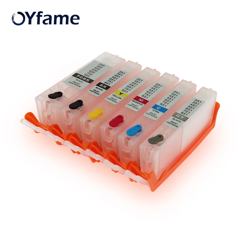 OYfame 6 шт. PGI 750 CLI 751Cartridge для canon MG6370 MG7170 MG7570 IP8770 MG6770 MG6670 многоразовый картридж с