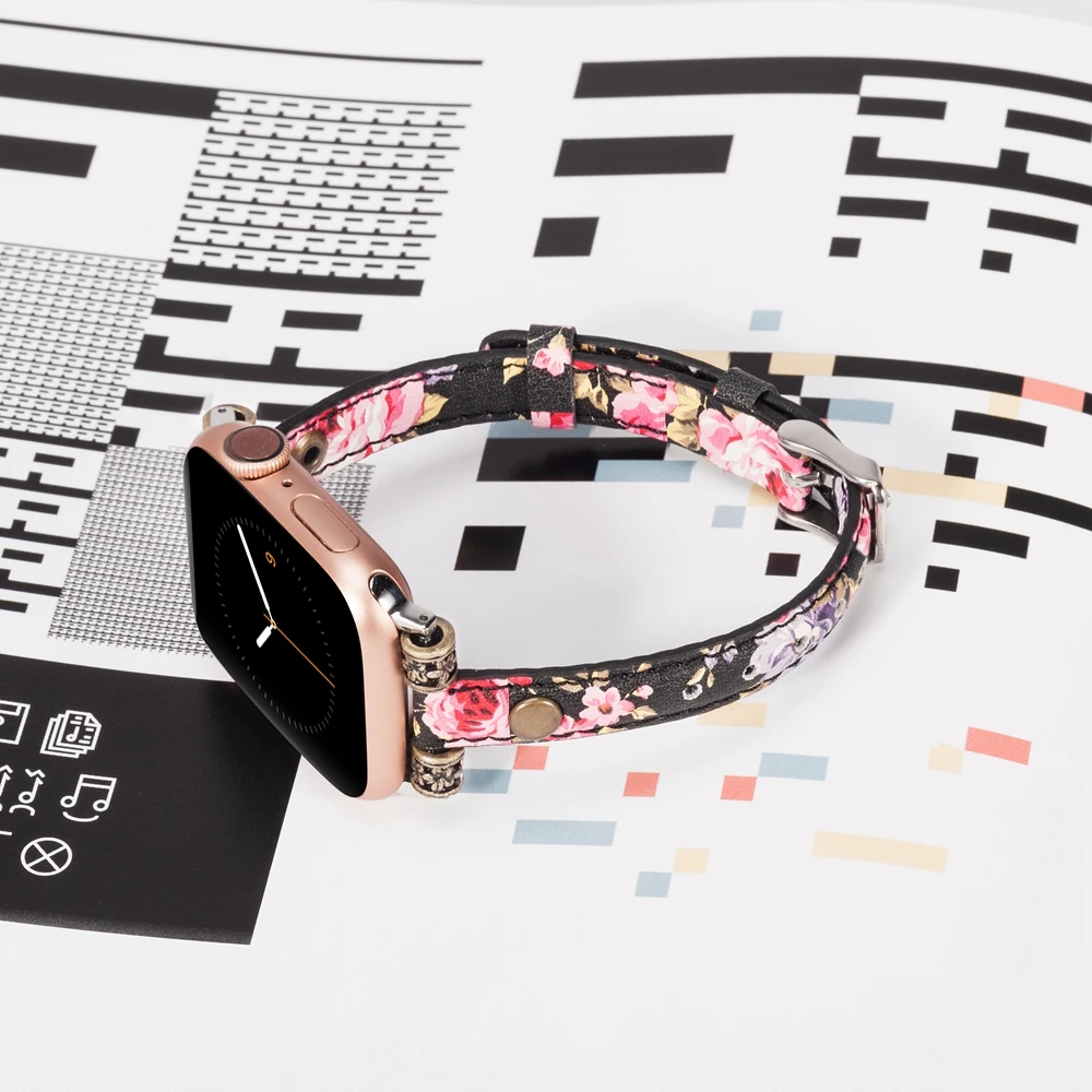 Wearlizer Silm Leather Watchband for Apple Watch Band Series 4/3/2/1 Sport Leather Bracelet 42 mm 38 mm Strap For iwatch Band 5