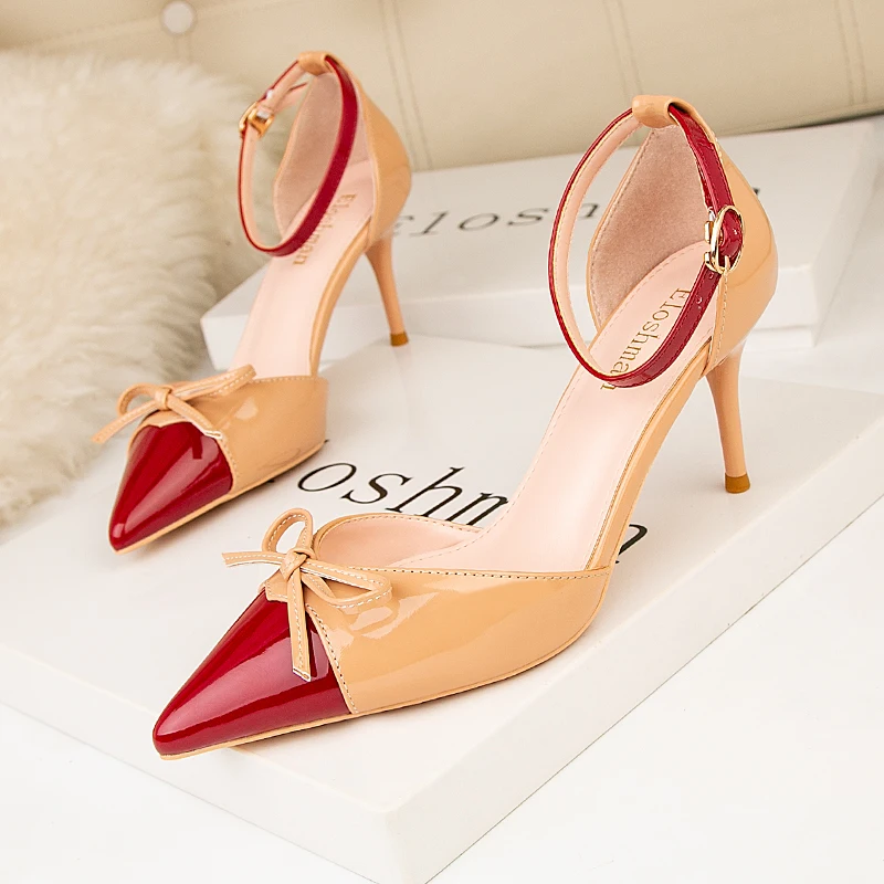 Women Pumps 2020 New Fashion Women's Shoes Sweet Bowknot High Heel Shoes Shallow Pointed Women Sandals