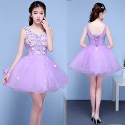 Robe de soiree Elegant Purple Sexy V-Neck Lace up with Appliques Ball Gown Evening Dresses Vestido De Festa Formal Prom Dresses