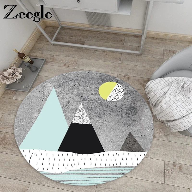 Zeegle Carpet For Children Baby Room Mats Non-slip Round Carpet Area Rug For Living Room Floor Mat Bedroom Carpet Bedside Rugs